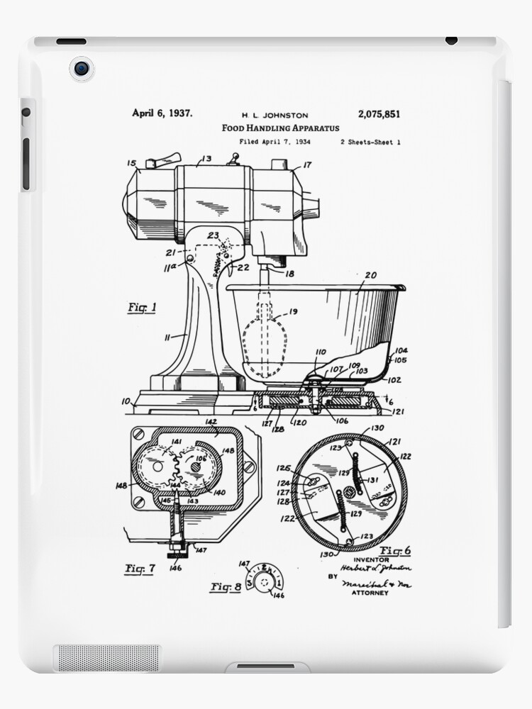 1937 KitchenAid Mixer Patent / food handling apparatus  iPad Case & Skin  for Sale by anodyle