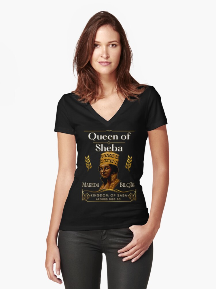 African Queens - Queen of Sheba | Fitted V-Neck T-Shirt