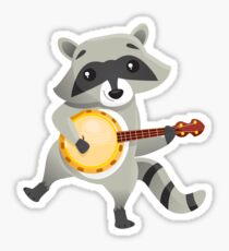 Funny raccoon playing the banjo Sticker