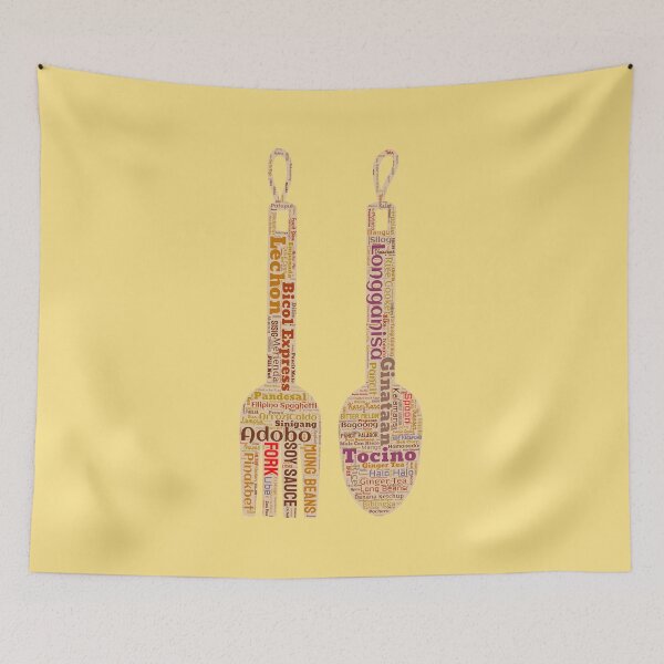 Item preview, Spoon and Fork with Filipino Food Word Cloud designed and sold by DastardLee.