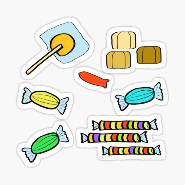 Assorted Candy Stickers Sticker for Sale by StencilPrints