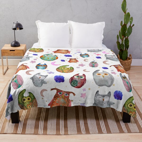Item preview, Cute Owls, Moon, and Stars Pattern designed and sold by checkertonetees.