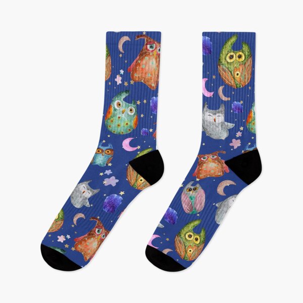 Item preview, Cute Owls, Moon, and Stars Pattern designed and sold by checkertonetees.