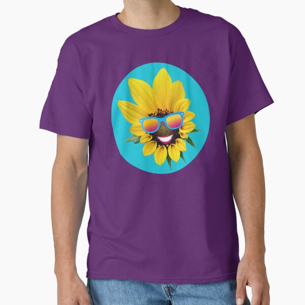 Sonnenblume mit Sonnenbrille und Lächeln Classic T-Shirt