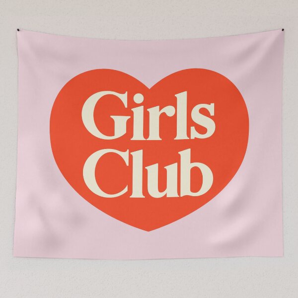 Item preview, Girls Club Red Heart - Decorative Typography Text designed and sold by heyluckyseven.