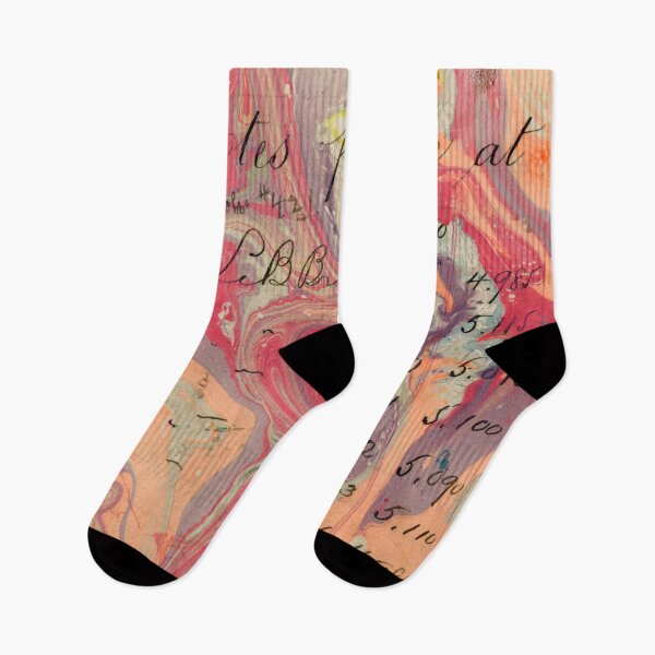 Item preview, Swirly psychedelic marbling mixed with ephemera handwriting and numbers designed and sold by Sue Zipkin.