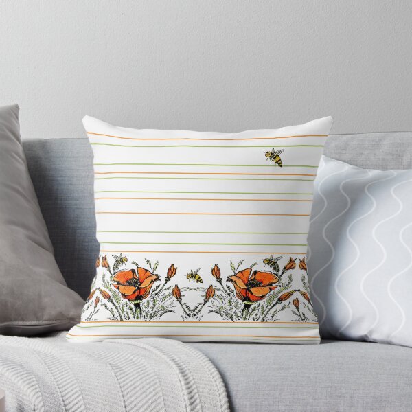 Item preview, California Poppies - Stripes & Bees designed and sold by GreenAcreStudio.