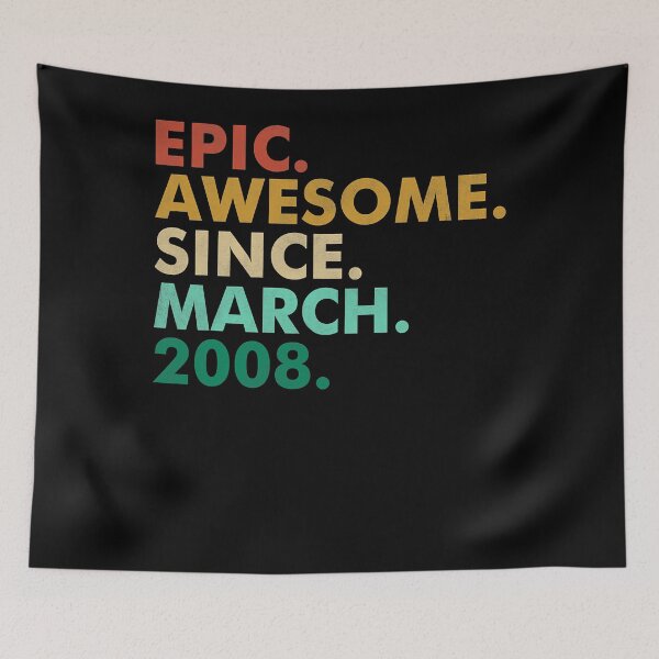 Item preview, 14 Years Old Epic Awesome Since March 2008 14th Birthday T-Shirt designed and sold by neavedvgur.