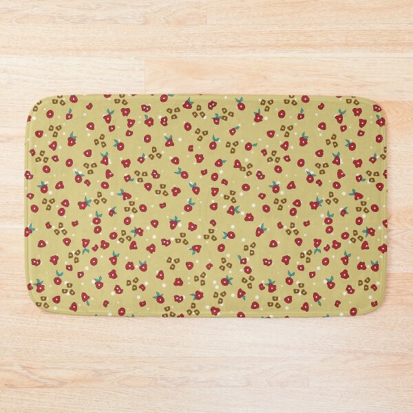 Item preview, Tiny red flowers on mustard pattern designed and sold by anzelas.