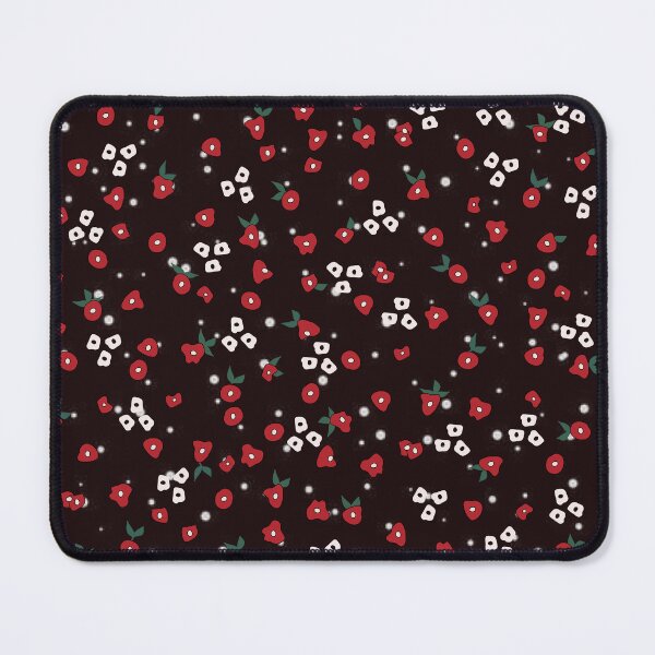 Item preview, Tiny little red flowers on black pattern designed and sold by anzelas.