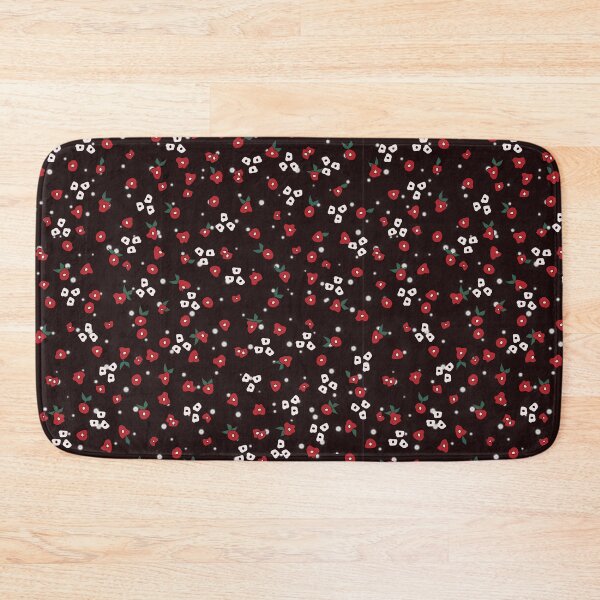 Item preview, Tiny little red flowers on black pattern designed and sold by anzelas.