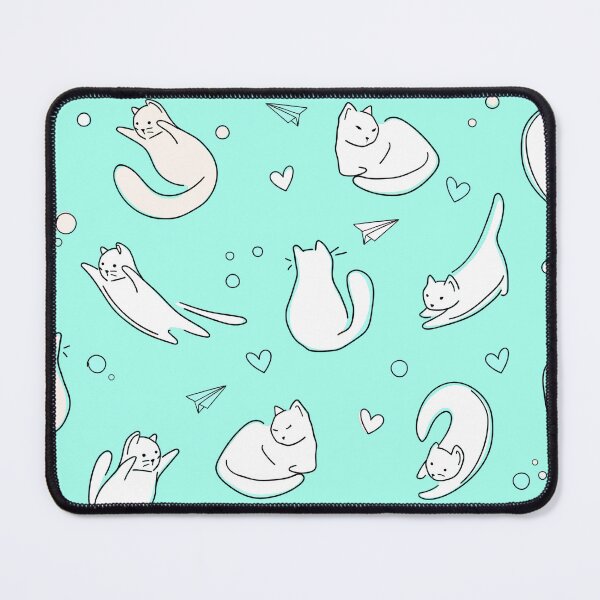 Item preview, Cute Cats Doodle Seamless Pattern with a Mint Blue Background designed and sold by quinellie.