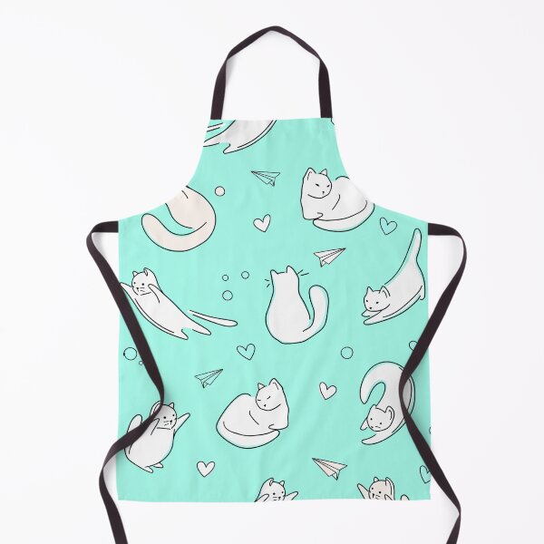 Item preview, Cute Cats Doodle Seamless Pattern with a Mint Blue Background designed and sold by quinellie.