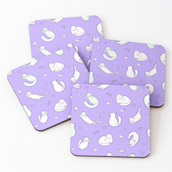 Item preview, Cute Cats Doodle Seamless Pattern with a Purple Background designed and sold by quinellie.