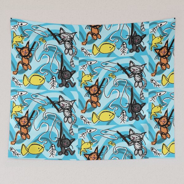 Item preview, Cat Fishing Hahahaha Scribble Pals designed and sold by MobiusMakings.