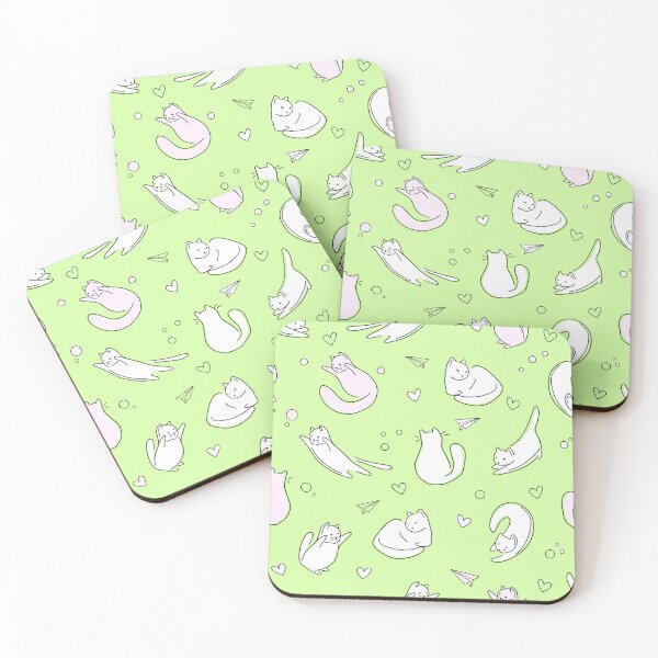 Item preview, Cute Cats Doodle Seamless Pattern with a Green Background designed and sold by quinellie.