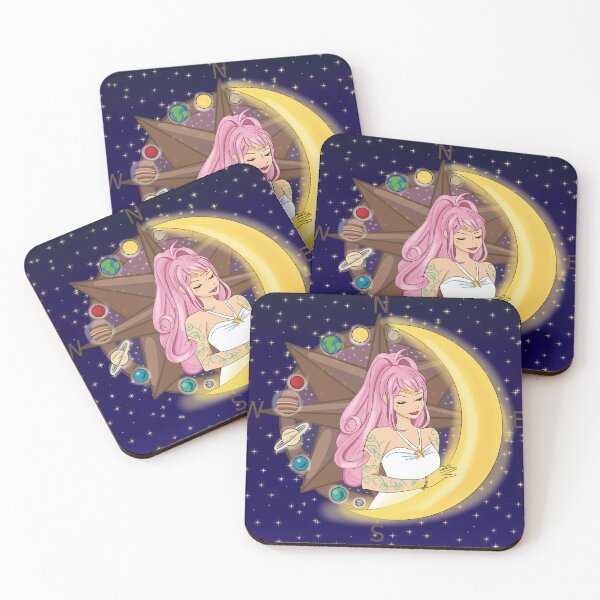 Artikelvorschau, Space Girl Sticker Moon entworfen und verkauft von MarielaArtShop.