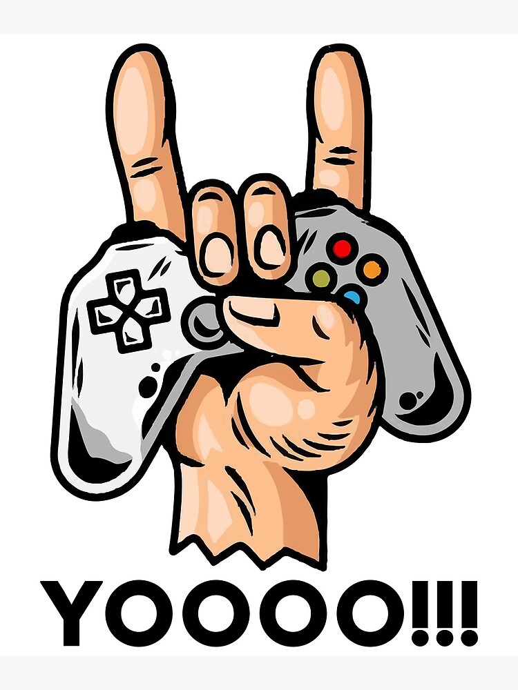"Retro Gaming Artwork Emoji Rocking Hand Yoooo" Poster for Sale by