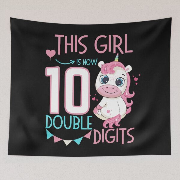 Item preview, This Girl Is Now 10 Double Digits 10th birthday Unicorn designed and sold by PuPPuB.