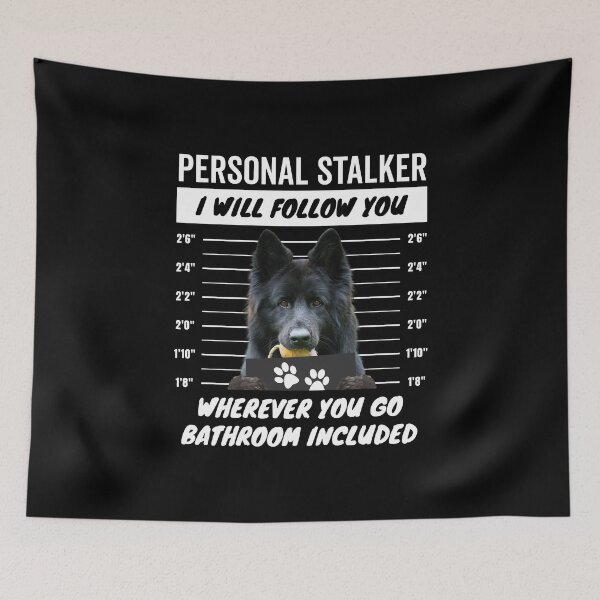 Item preview, Personal Stalker Dog – Long Haired Black German Shepherd designed and sold by More Cute Dogs.