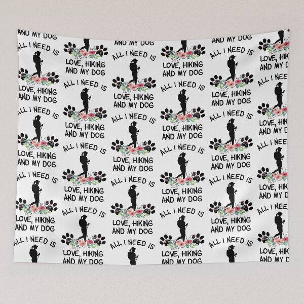 Item preview, All I need Is Love Hiking And My Dog Floral  designed and sold by SweetThreads79.
