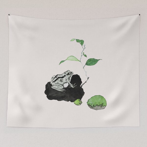 Item preview, The Old Pond; Frog Friend Meditating on a Stone  designed and sold by mooonhannah.
