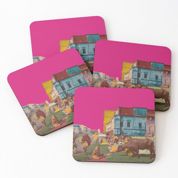 Item preview, vintage Calcutta Harrison Road skyline, India designed and sold by Mauswohn.
