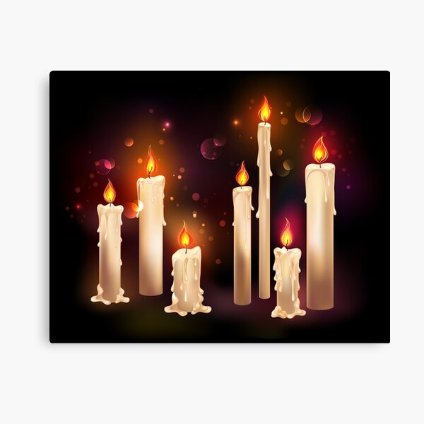 Burning candle with melting wax on small wooden Vector Image