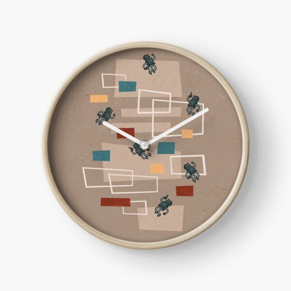 SPACE WARP V3 Space Age, Mid Century, Wall Art, Robot Print. Clock