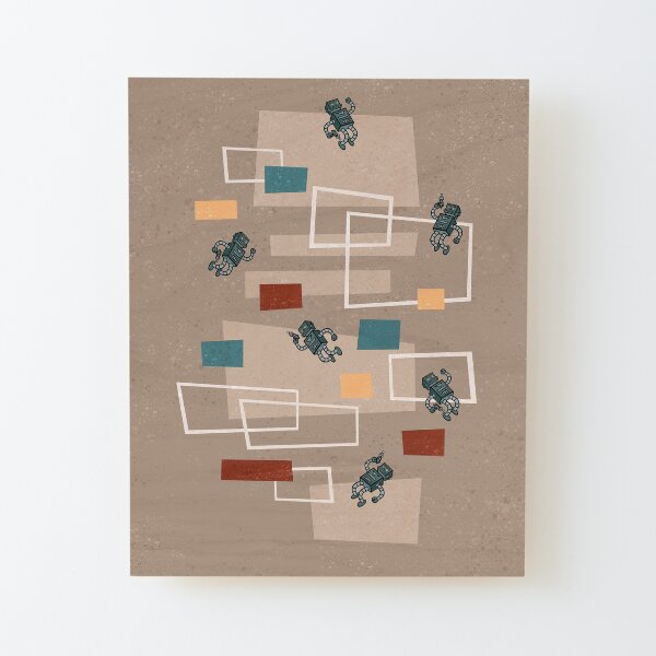 SPACE WARP V3 Space Age, Mid Century, Wall Art, Robot Print. Wood Mounted Print