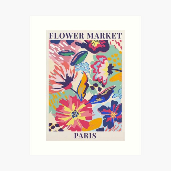 Flower Market Paris Colorful Botanical Art Print