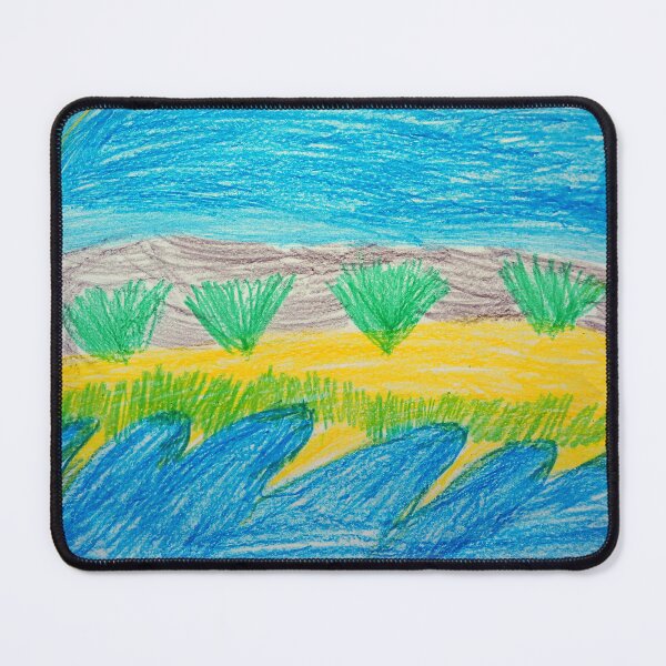Item preview, Mediterranean Sea Shore, Majorca Seaside Landscape, Beach, Desert View, Five-Year-Old Child Art, Nursery Decor, Wax Crayons Kid Drawings, Toddler Pencil Drawing, Mother and Daughter Child’s Artwork designed and sold by Max-Wear.