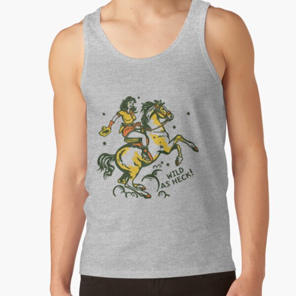 "Wild As Heck" Cute Retro Cowgirl Art Tank Top