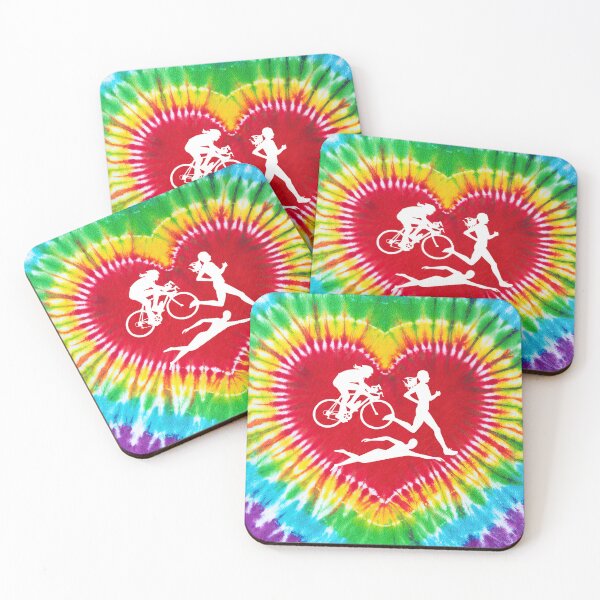 Item preview, Triathlon Heart Shape Tie Dye Art designed and sold by MobertsonArt.