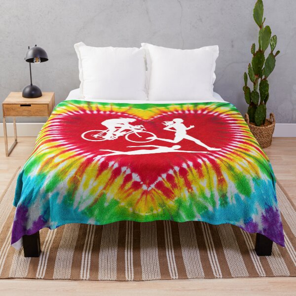 Item preview, Triathlon Heart Shape Tie Dye Art designed and sold by MobertsonArt.
