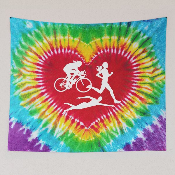 Item preview, Triathlon Heart Shape Tie Dye Art designed and sold by MobertsonArt.