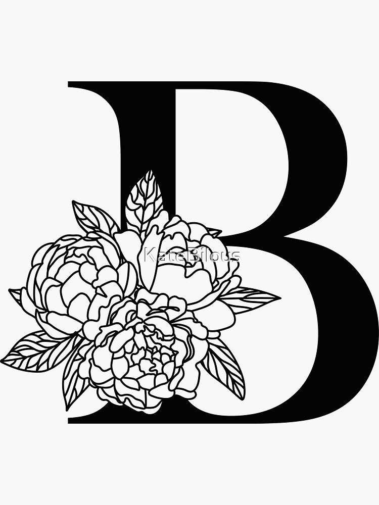 "Floral Monogram B Peony Bouquet Letter B Wedding Initials Capital ...