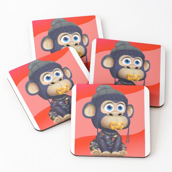 Item preview, Nft Cute Baby Monkey With Red Background  designed and sold by SolSel ⭐⭐⭐⭐⭐.