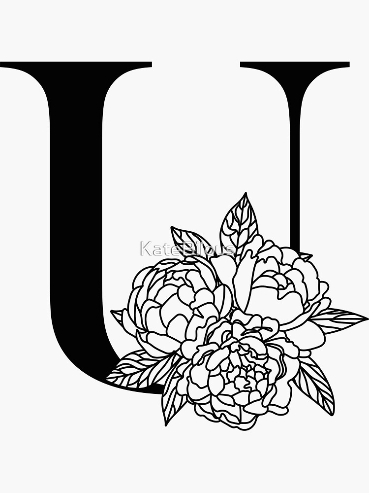 Premium Vector  Floral monogram u peony bouquet letter u wedding initials
