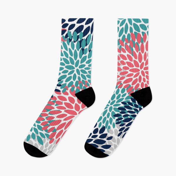 Item preview, Floral Blooms, Coral Pink, Navy, Teal, Gray designed and sold by meggydesigns.