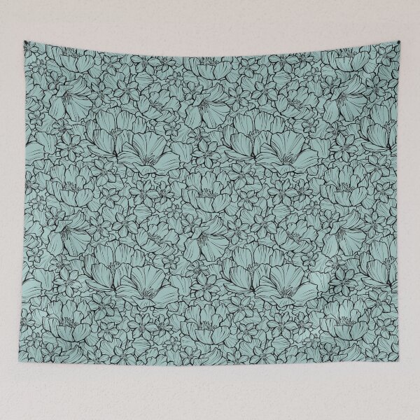 Item preview, Detailed Flower Petal Pattern, Black and Blue designed and sold by ArtPau.