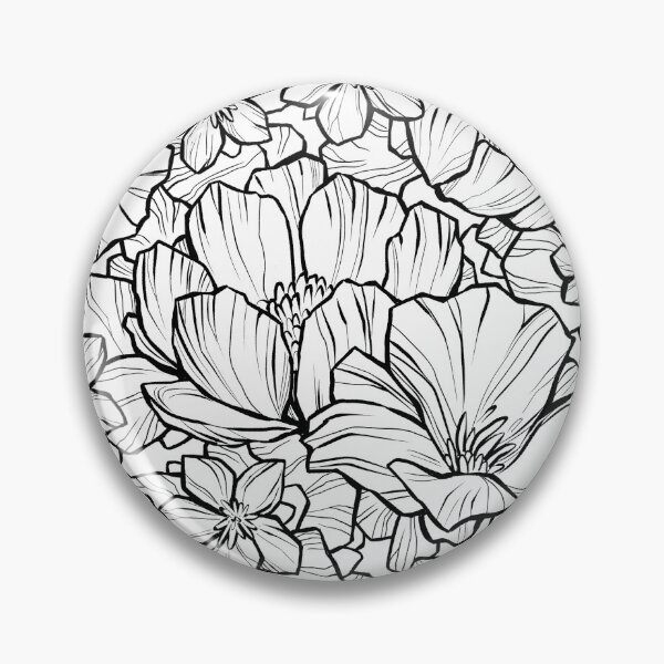 Artikelvorschau, Ausführliches Blumen-Blumenblatt-Muster, Schwarzweiss entworfen und verkauft von ArtPau.