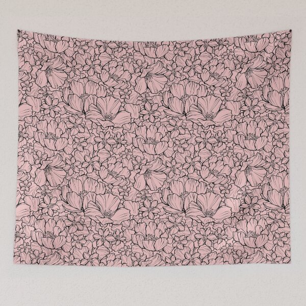 Item preview, Detailed Flower Petal Pattern, Black and Pink designed and sold by ArtPau.