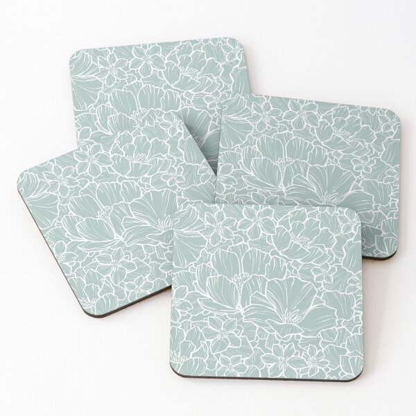 Item preview, Detailed Flower Petal Pattern, White and Teal designed and sold by ArtPau.