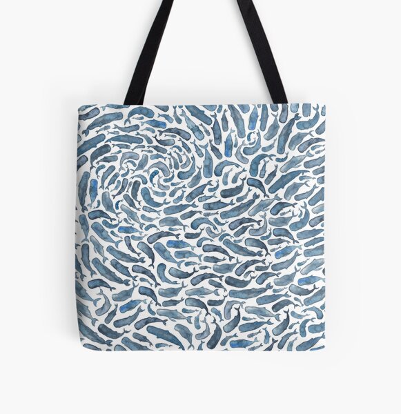 Sperm Whales All Over Print Tote Bag