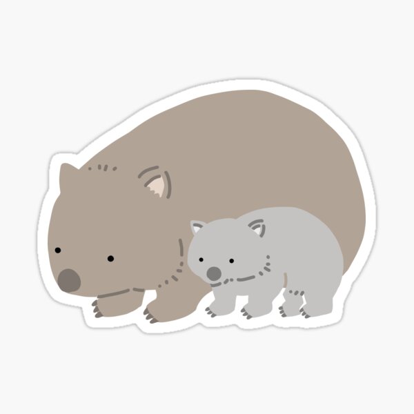 Vista previa del artículo con la obra «WOMBAT joey y mamá», diseñado y vendido por Sakuma Records.