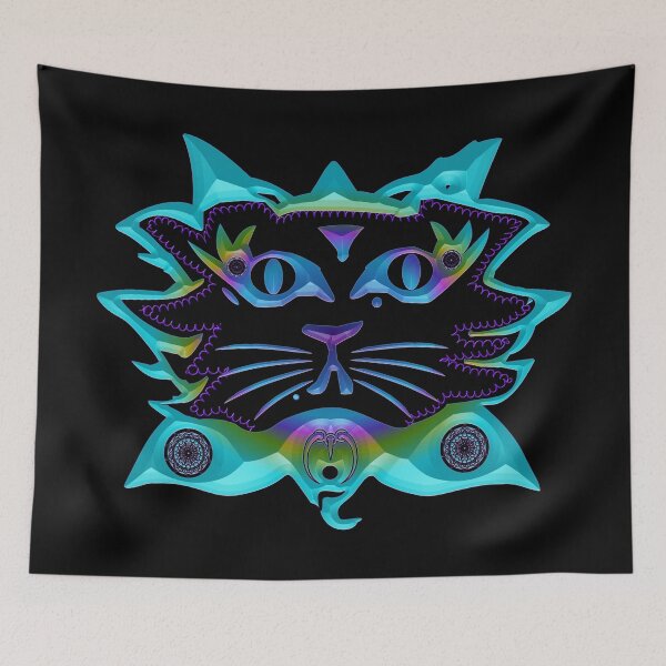 Item preview, WHEN A FUNNY AND FRIENDLY TATTOOED CAT KISSES A LOTUS FLOWER - CAT MANDALA NIRVANA3. designed and sold by Ralek.