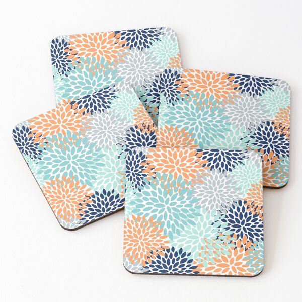 Item preview, Floral Blooms, Navy, Orange, Teal, Gray designed and sold by meggydesigns.