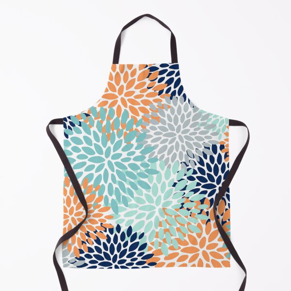 Item preview, Floral Blooms, Navy, Orange, Teal, Gray designed and sold by meggydesigns.