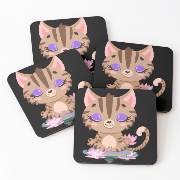 Item preview, Cat In Lotus Tattoo - Tan And Brown Striped Yoga Cat  designed and sold by Wheeler-Styl3.